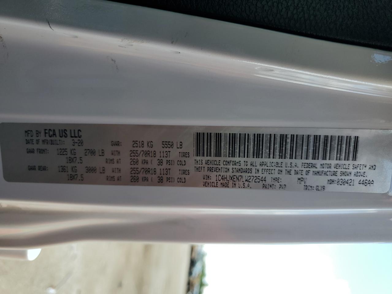 2020 Jeep Wrangler Unlimited Sahara VIN: 1C4HJXEN7LW272544 Lot: 70511245
