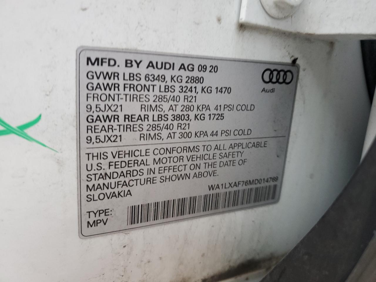 2021 Audi Q7 Premium Plus VIN: WA1LXAF76MD014769 Lot: 69276285
