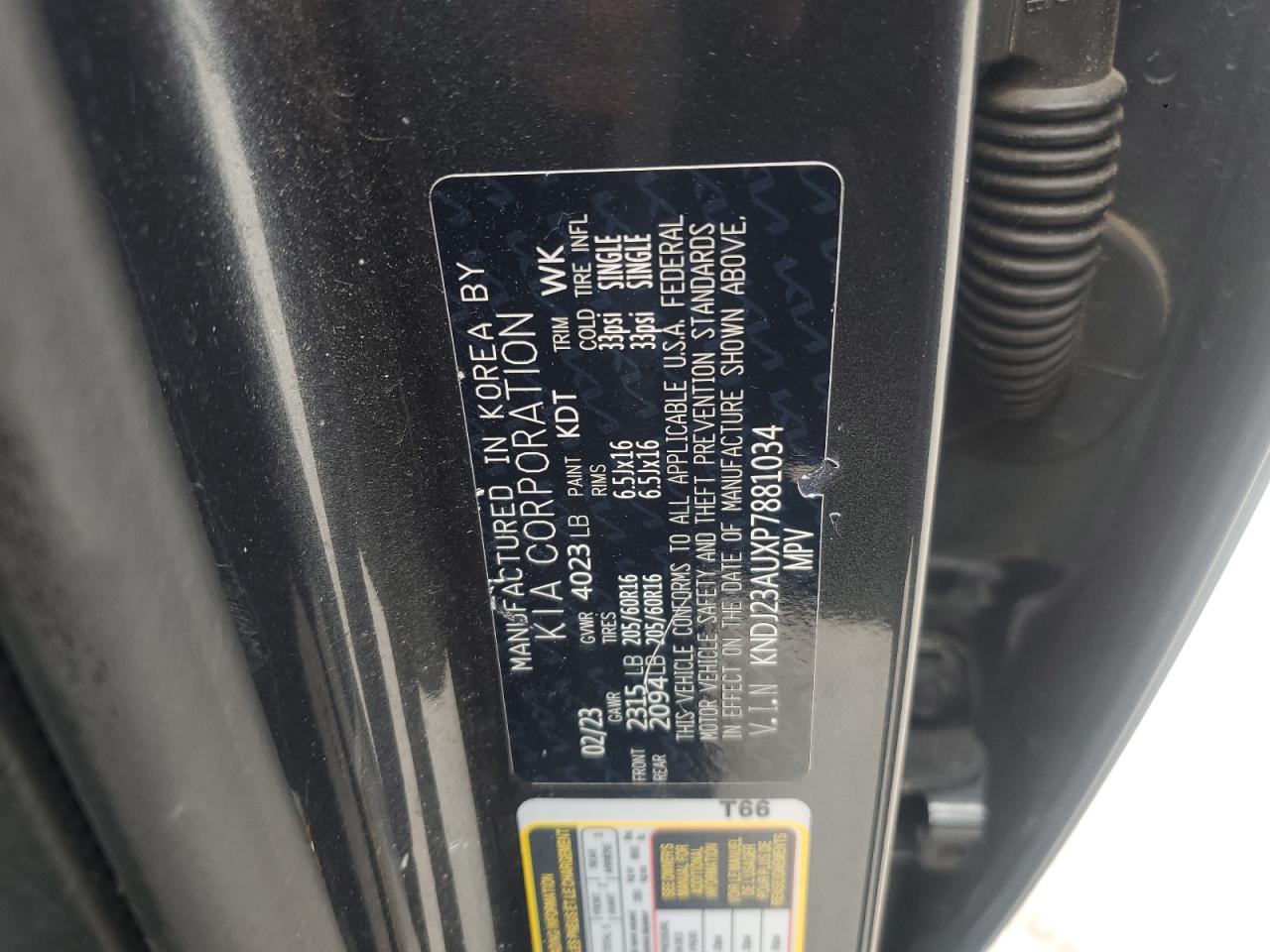 2023 Kia Soul Lx VIN: KNDJ23AUXP7881034 Lot: 69637735