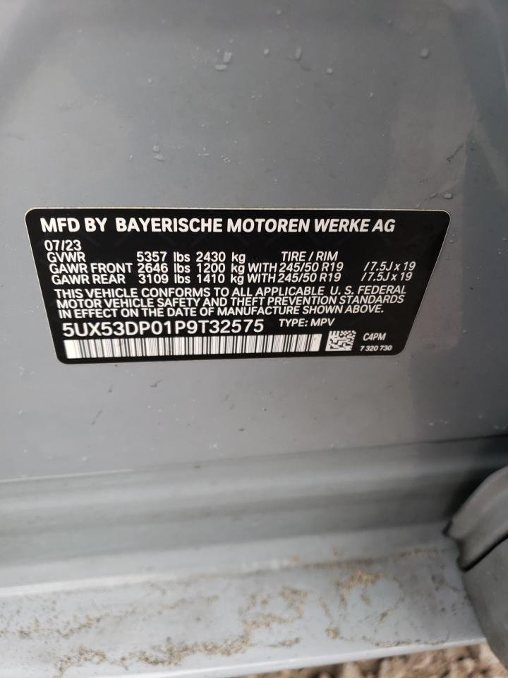 2023 BMW X3 xDrive30I VIN: 5UX53DP01P9T32575 Lot: 70597895