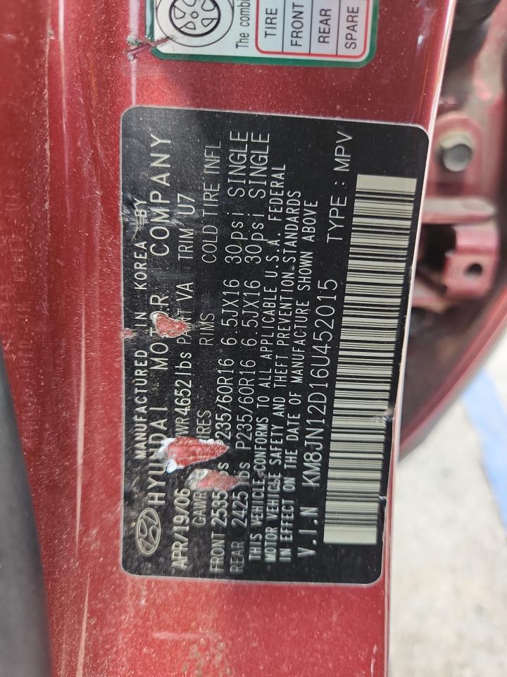 2006 Hyundai Tucson Gls VIN: KM8JN12D16U452015 Lot: 69877535