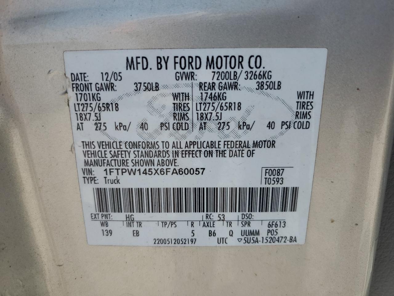 2004 Ford F150 Supercrew VIN: 1FTPW14534FA17760 Lot: 69123925