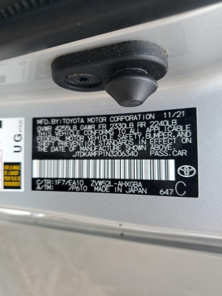 2022 Toyota Prius Prime Le VIN: JTDKAMFP1N3206340 Lot: 67626615