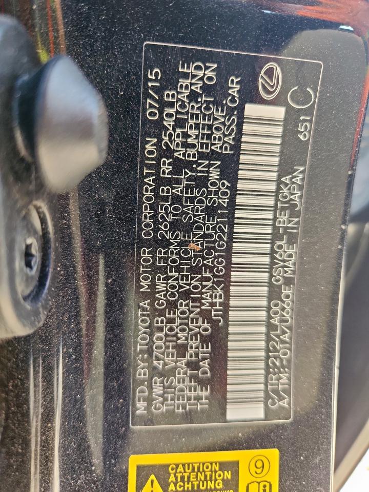 2016 Lexus Es 350 VIN: JTHBK1GG1G2211409 Lot: 69384875