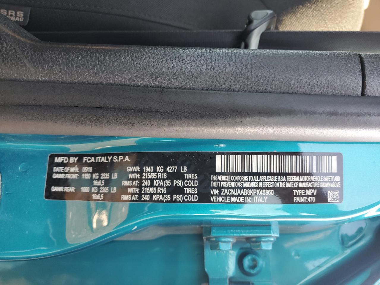 2019 Jeep Renegade Sport VIN: ZACNJAAB8KPK45860 Lot: 68913515