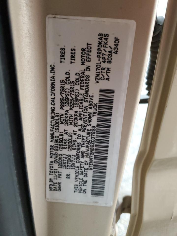 2002 Toyota Tacoma Double Cab VIN: 5TEHN72N82Z007223 Lot: 67448105