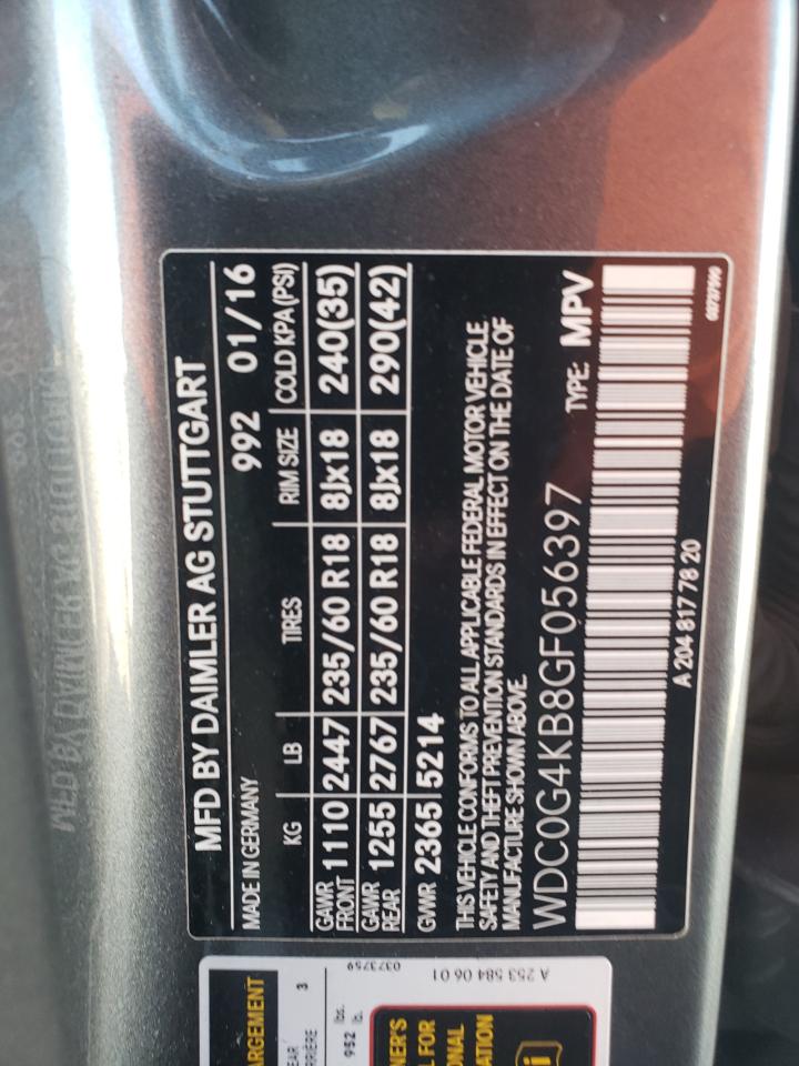 2016 Mercedes-Benz Glc 300 4Matic VIN: WDC0G4KB8GF056397 Lot: 70114495