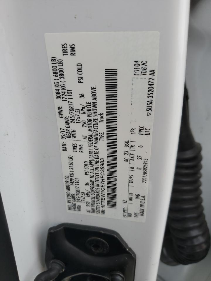 2017 Ford F150 Supercrew VIN: 1FTEW1CF7HFC35983 Lot: 93142975