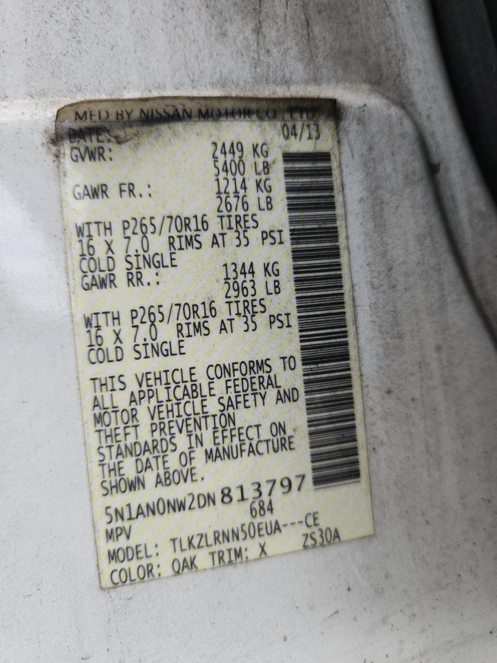 2013 Nissan Xterra X VIN: 5N1AN0NW2DN813797 Lot: 69552125