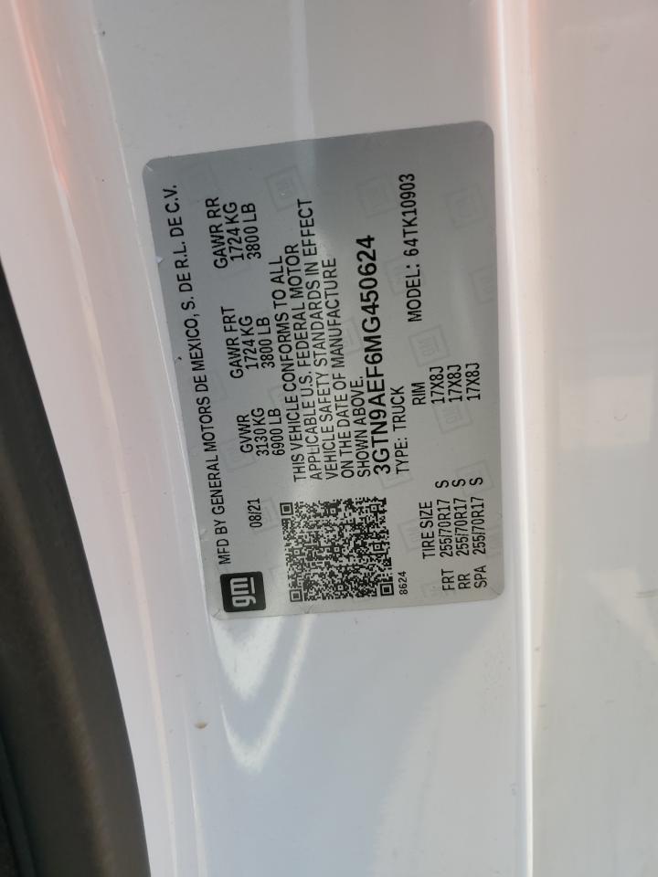 2021 GMC Sierra K1500 VIN: 3GTN9AEF6MG450624 Lot: 68552505