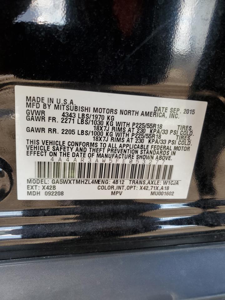 2015 Mitsubishi Outlander Sport Es VIN: 4A4AR3AW5FE053277 Lot: 70186775