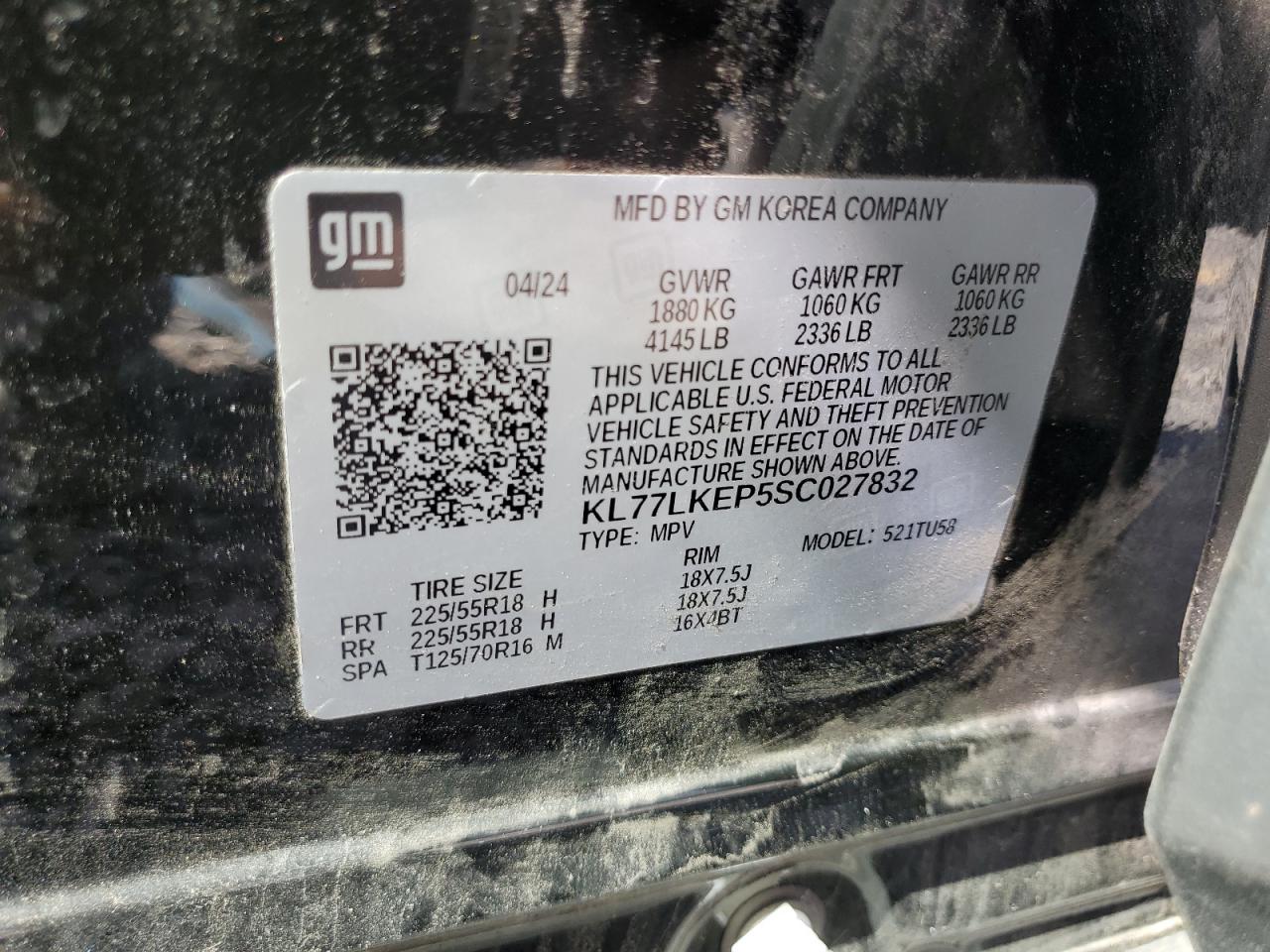 2025 Chevrolet Trax Activ VIN: KL77LKEP5SC027832 Lot: 68661765