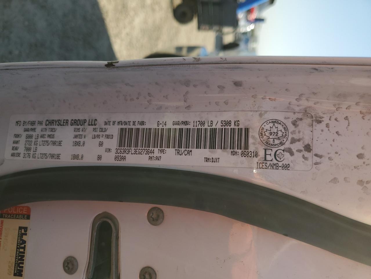 2014 Ram 3500 Longhorn VIN: 3C63R3FL3EG273644 Lot: 70190675