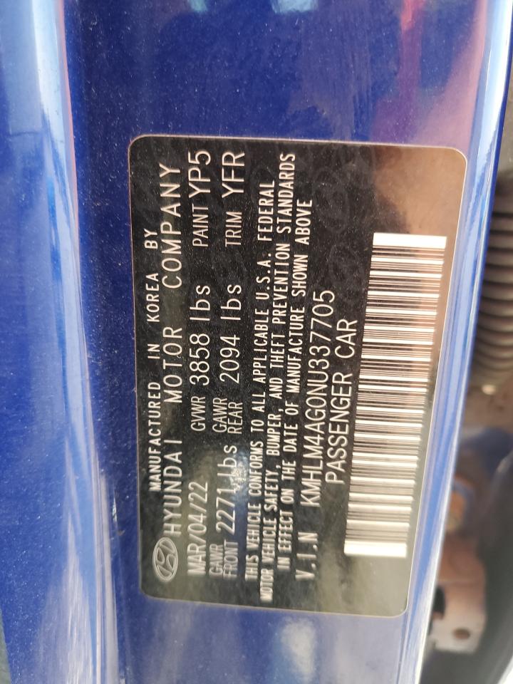 2022 Hyundai Elantra Sel VIN: KMHLM4AG0NU337705 Lot: 67737725