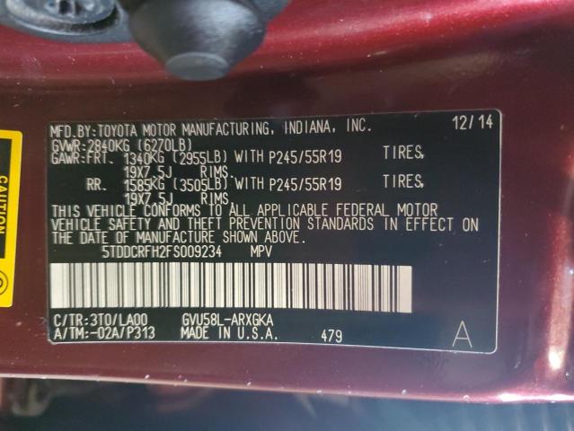 2015 TOYOTA HIGHLANDER HYBRID LIMITED  