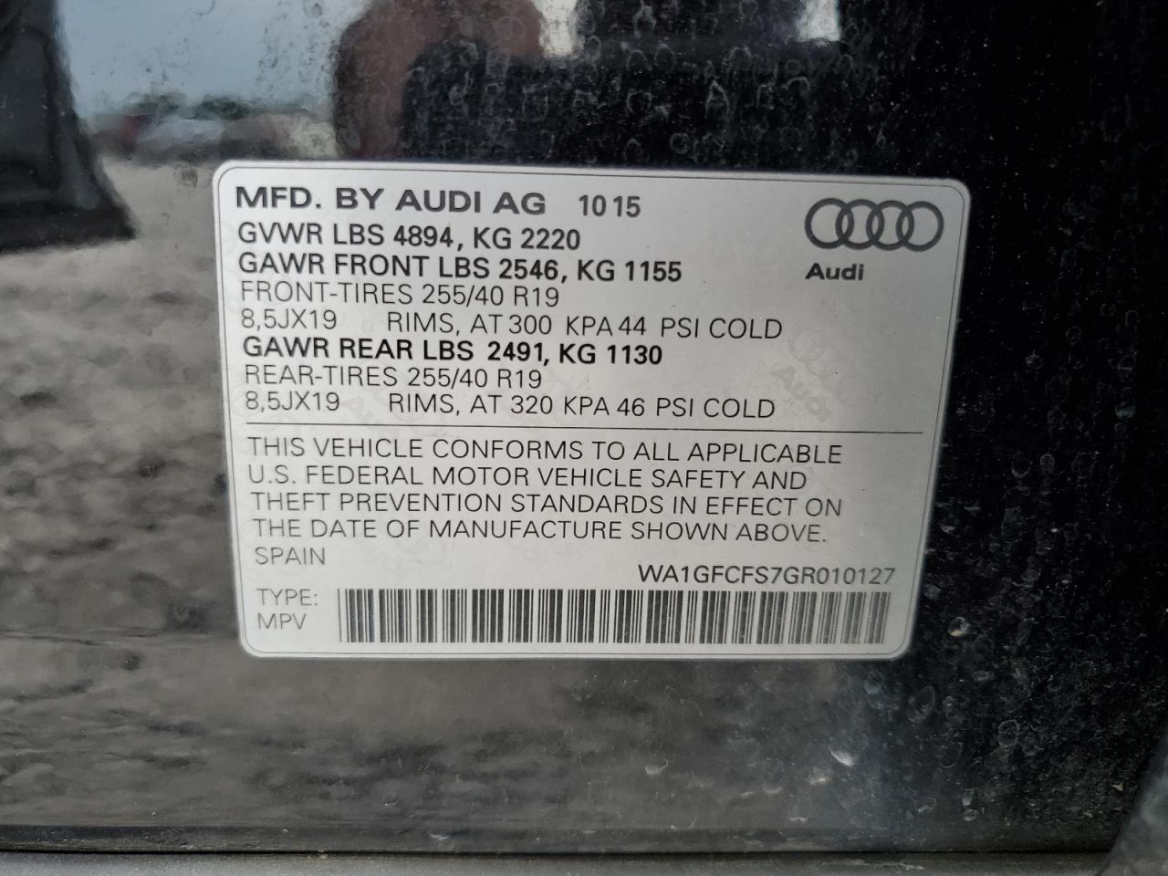 2016 Audi Q3 Prestige VIN: WA1GFCFS7GR010127 Lot: 68748055