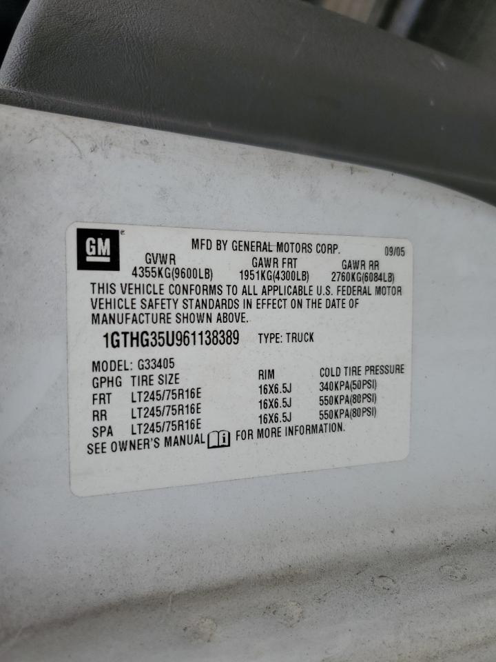 2006 GMC Savana G3500 VIN: 1GTHG35U961138389 Lot: 68523775