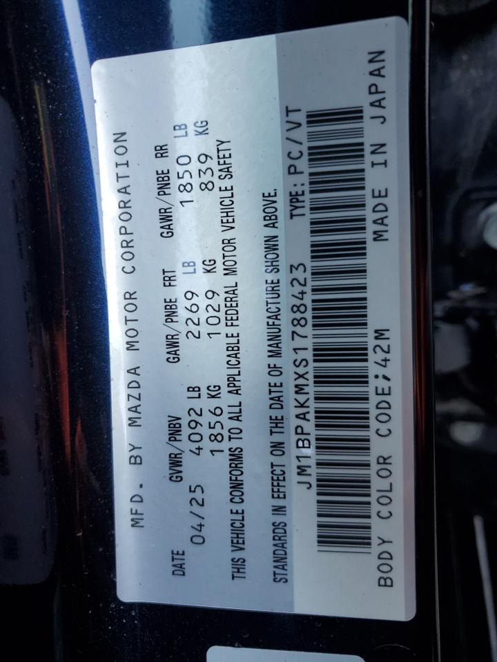 2025 Mazda 3 Select Sport VIN: JM1BPAKMXS178423 Lot: 67967125