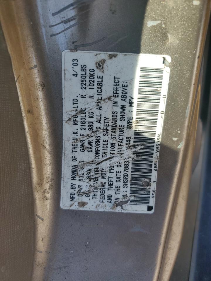 2003 Honda Cr-V Ex VIN: SHSRD78833U134448 Lot: 70008515