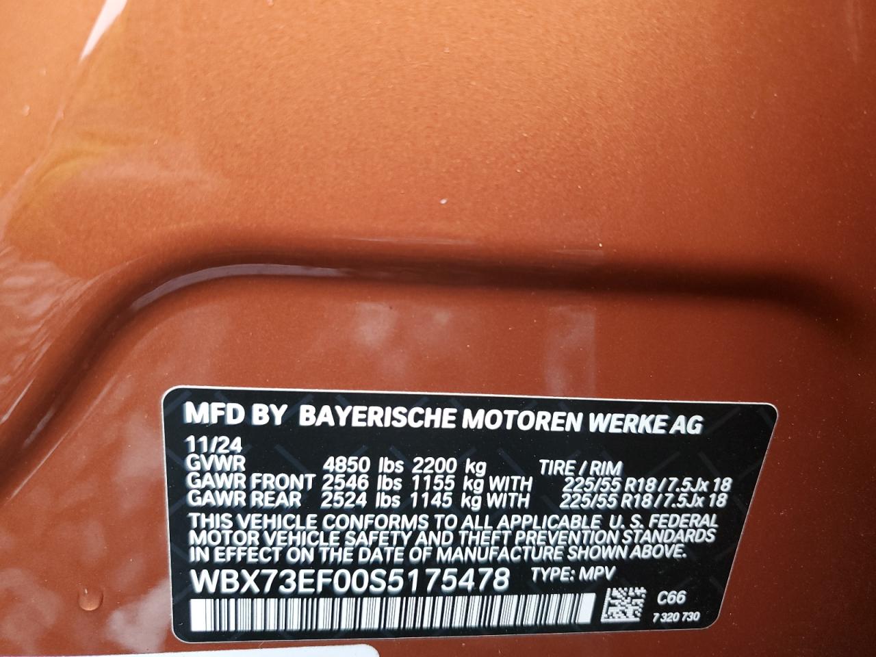 2025 BMW X1 xDrive28I VIN: WBX73EF00S5175478 Lot: 69370965