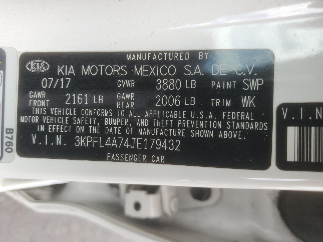 2018 Kia Forte Lx VIN: 3KPFL4A74JE179432 Lot: 69698815