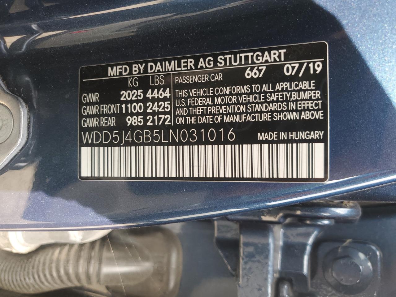 2020 Mercedes-Benz Cla 250 VIN: WDD5J4GB5LN031016 Lot: 67634585