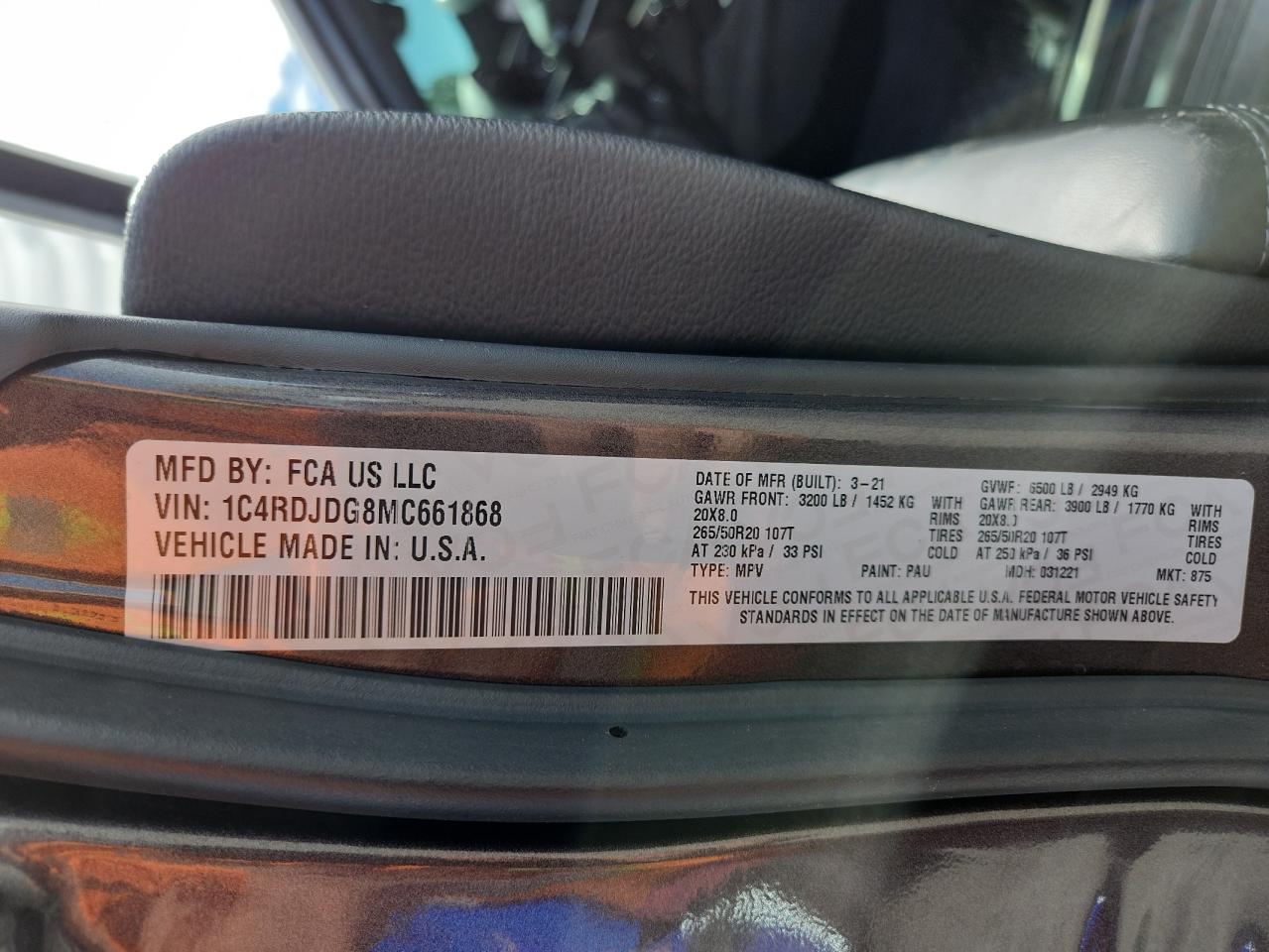 2021 Dodge Durango Gt VIN: 1C4RDJDG8MC661868 Lot: 70632495