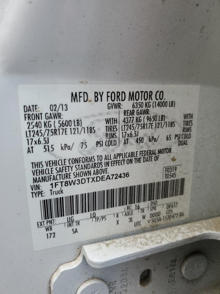 2013 Ford F350 Super Duty VIN: 1FT8W3DTXDEA72436 Lot: 67887175