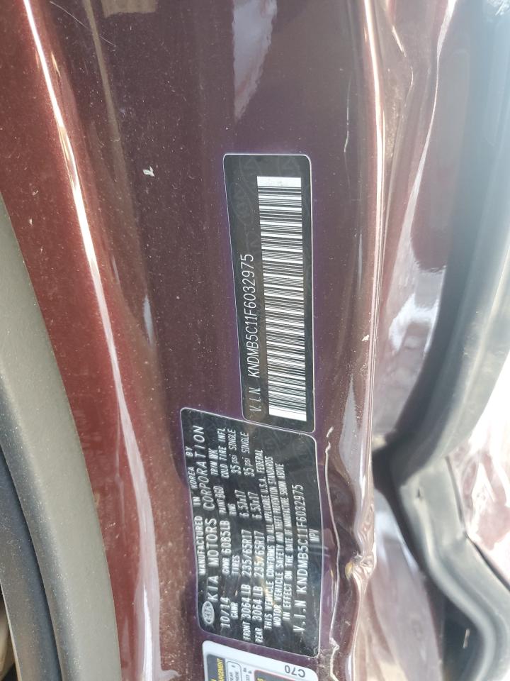 2015 Kia Sedona Lx VIN: KNDMB5C11F6032975 Lot: 67201195