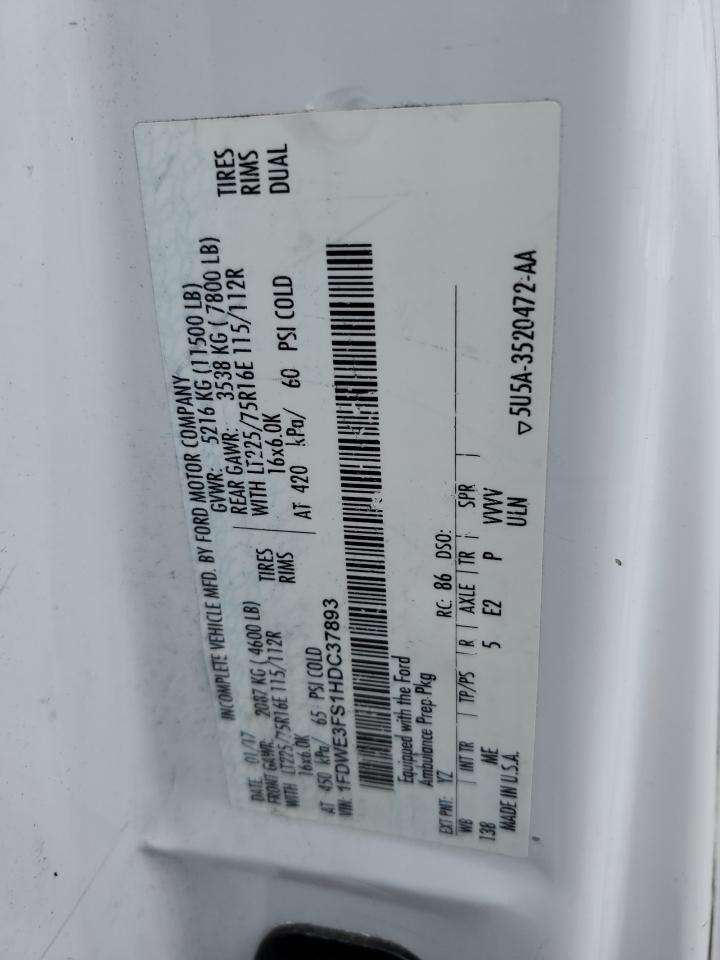 2017 Ford Econoline E350 Super Duty Cutaway Van VIN: 1FDWE3FS1HDC37893 Lot: 67583325