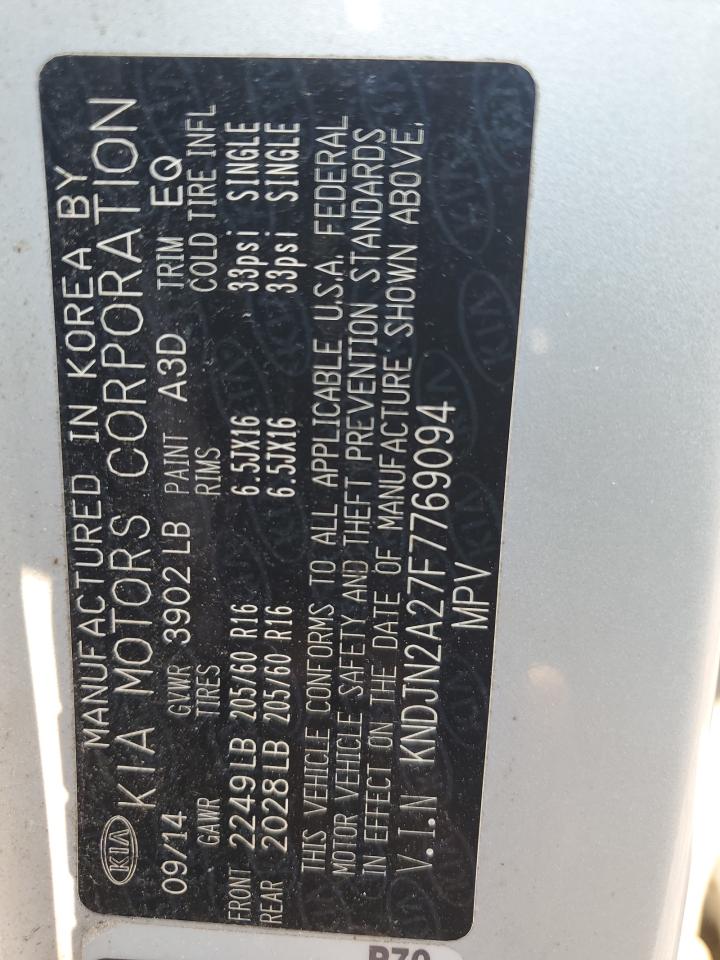 2015 Kia Soul VIN: KNDJN2A27F7769094 Lot: 69371855