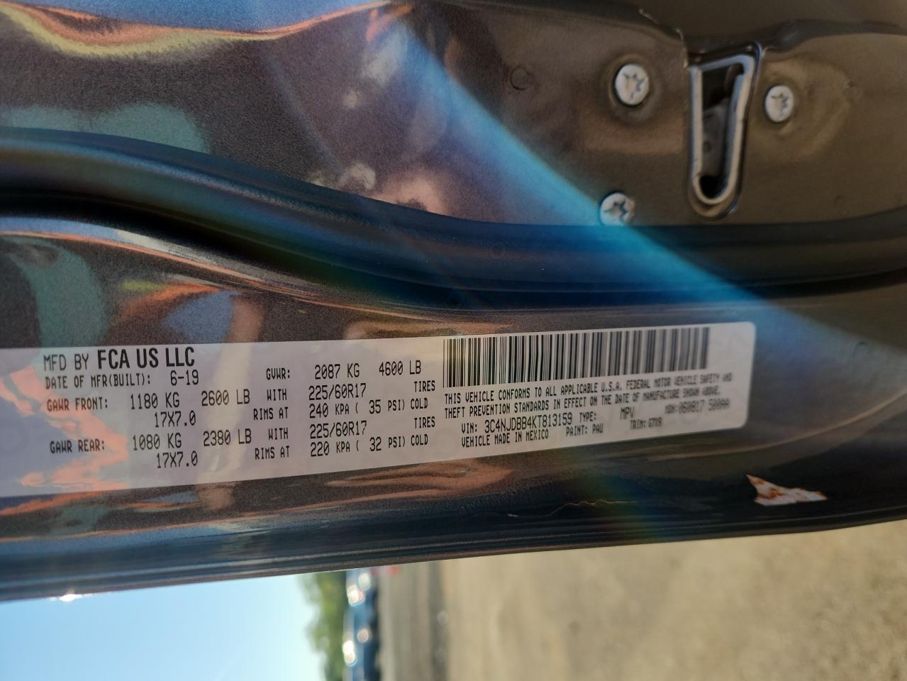 2019 Jeep Compass Latitude VIN: 3C4NJDBB4KT813159 Lot: 70371735