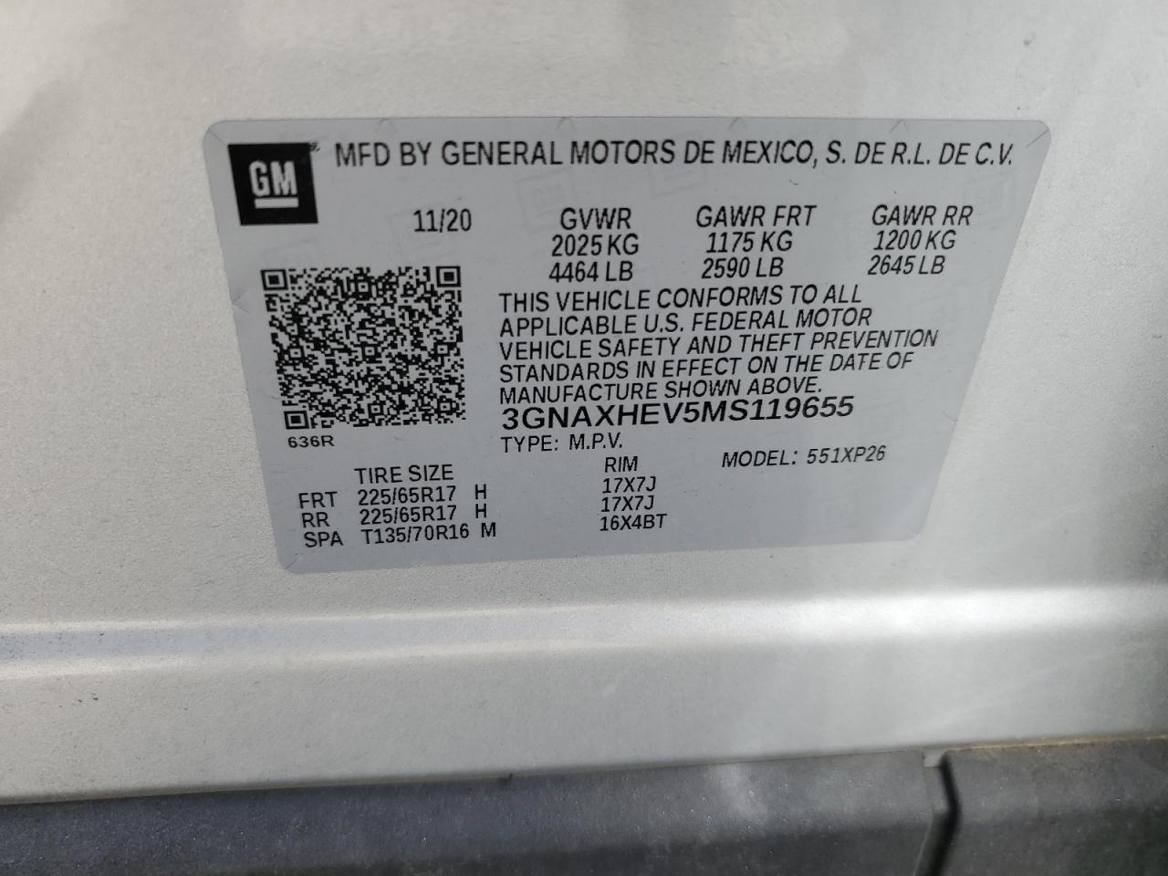 2021 Chevrolet Equinox Ls VIN: 3GNAXHEV5MS119655 Lot: 70316375