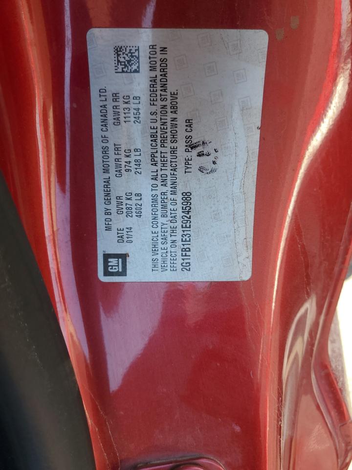 2014 Chevrolet Camaro Lt VIN: 2G1FB1E31E9245988 Lot: 70959575