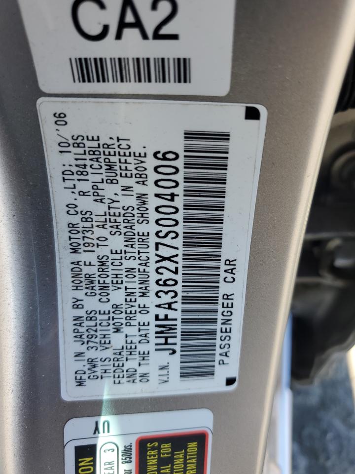 2007 Honda Civic Hybrid VIN: JHMFA362X7S004006 Lot: 67404265