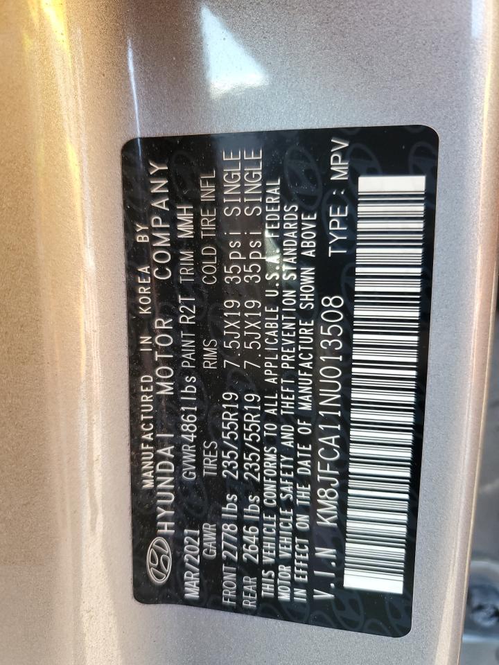 2022 Hyundai Tucson Sel Convenience VIN: KM8JFCA11NU013508 Lot: 70411055