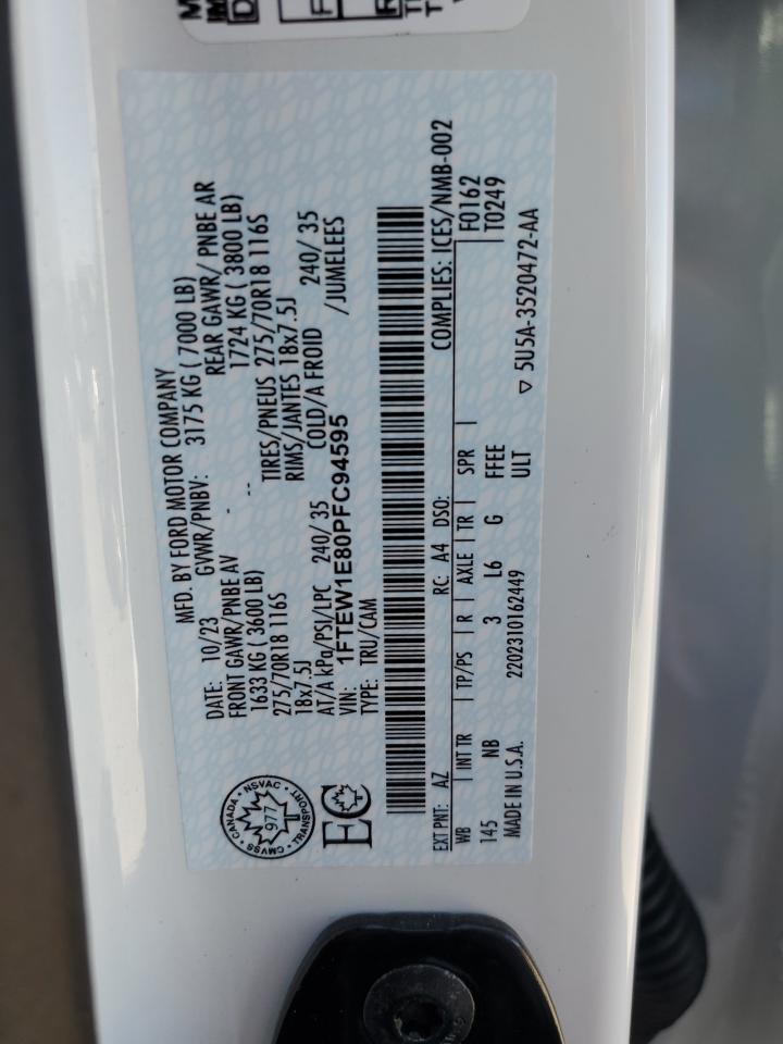 2023 Ford F150 Supercrew VIN: 1FTEW1E80PFC94595 Lot: 68772905