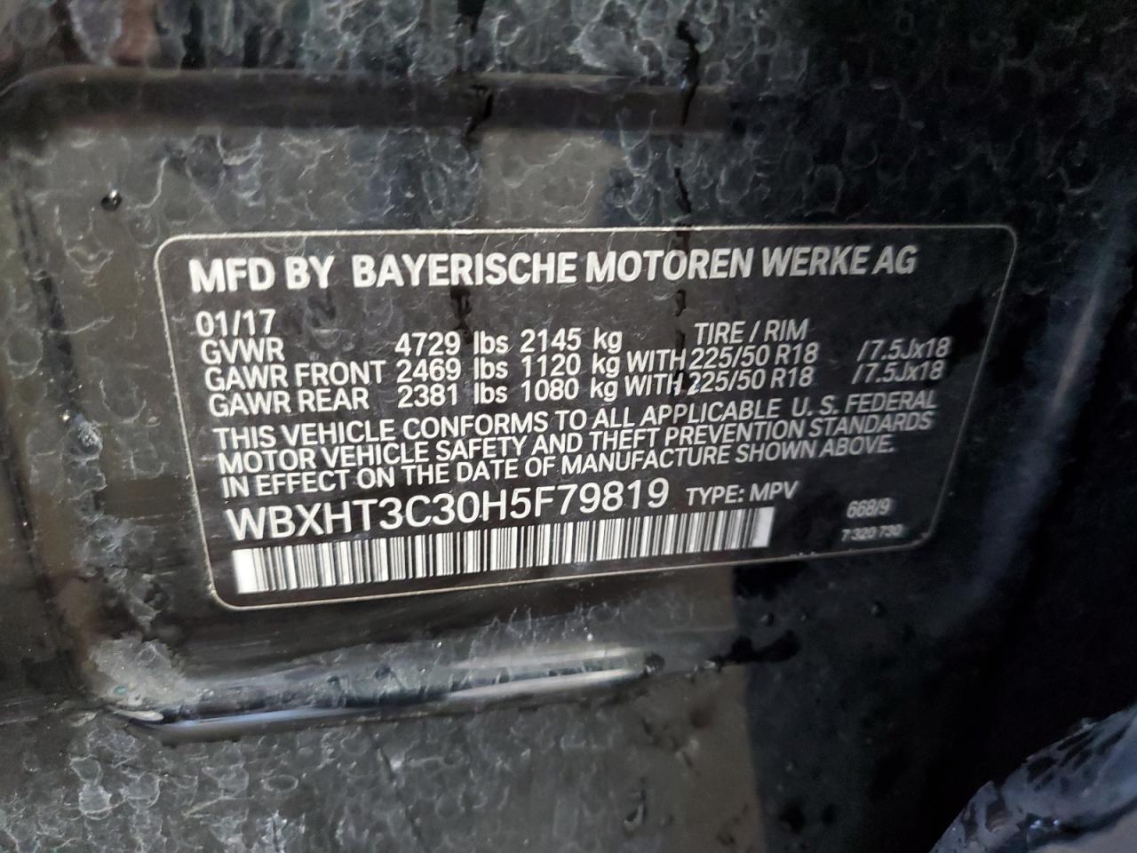 2017 BMW X1 xDrive28I VIN: WBXHT3C30H5F79819 Lot: 68686145