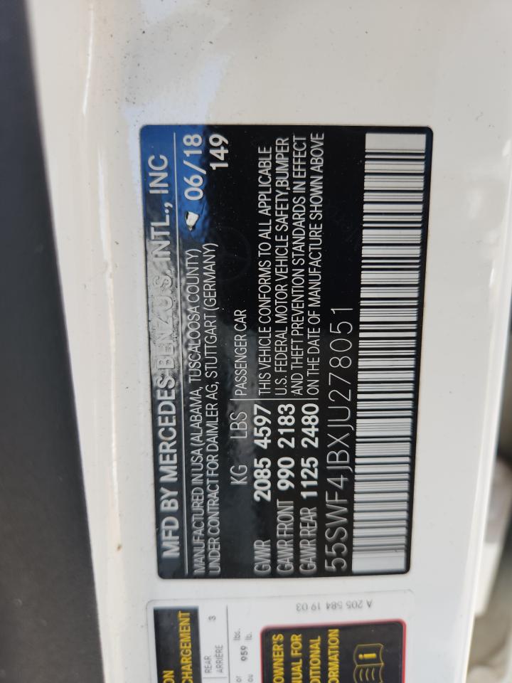 2018 Mercedes-Benz C 300 VIN: 55SWF4JBXJU278051 Lot: 67998465