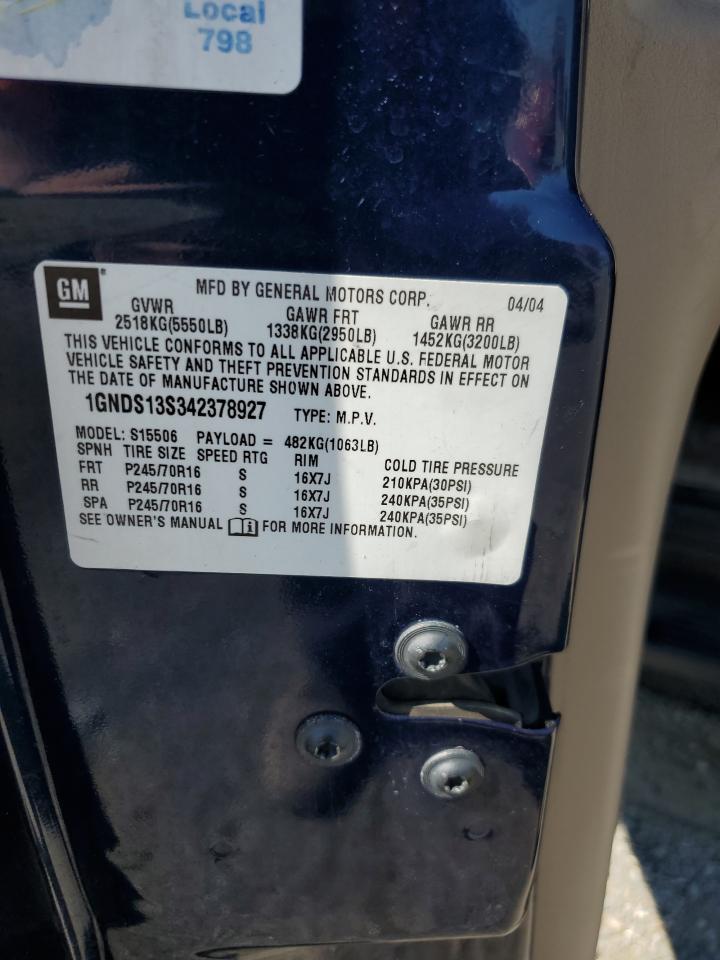 2004 Chevrolet Trailblazer Ls VIN: 1GNDS13S342378927 Lot: 68201125