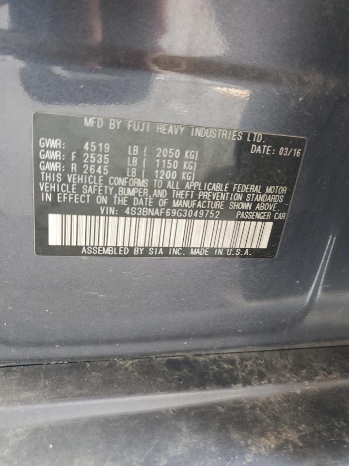 2016 Subaru Legacy 2.5I Premium VIN: 4S3BNAF69G3049752 Lot: 68514895