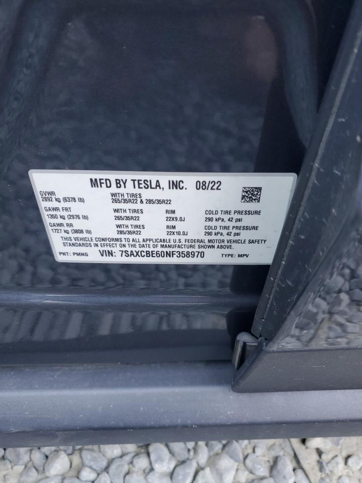 2022 Tesla Model X VIN: 7SAXCBE60NF358970 Lot: 71065105