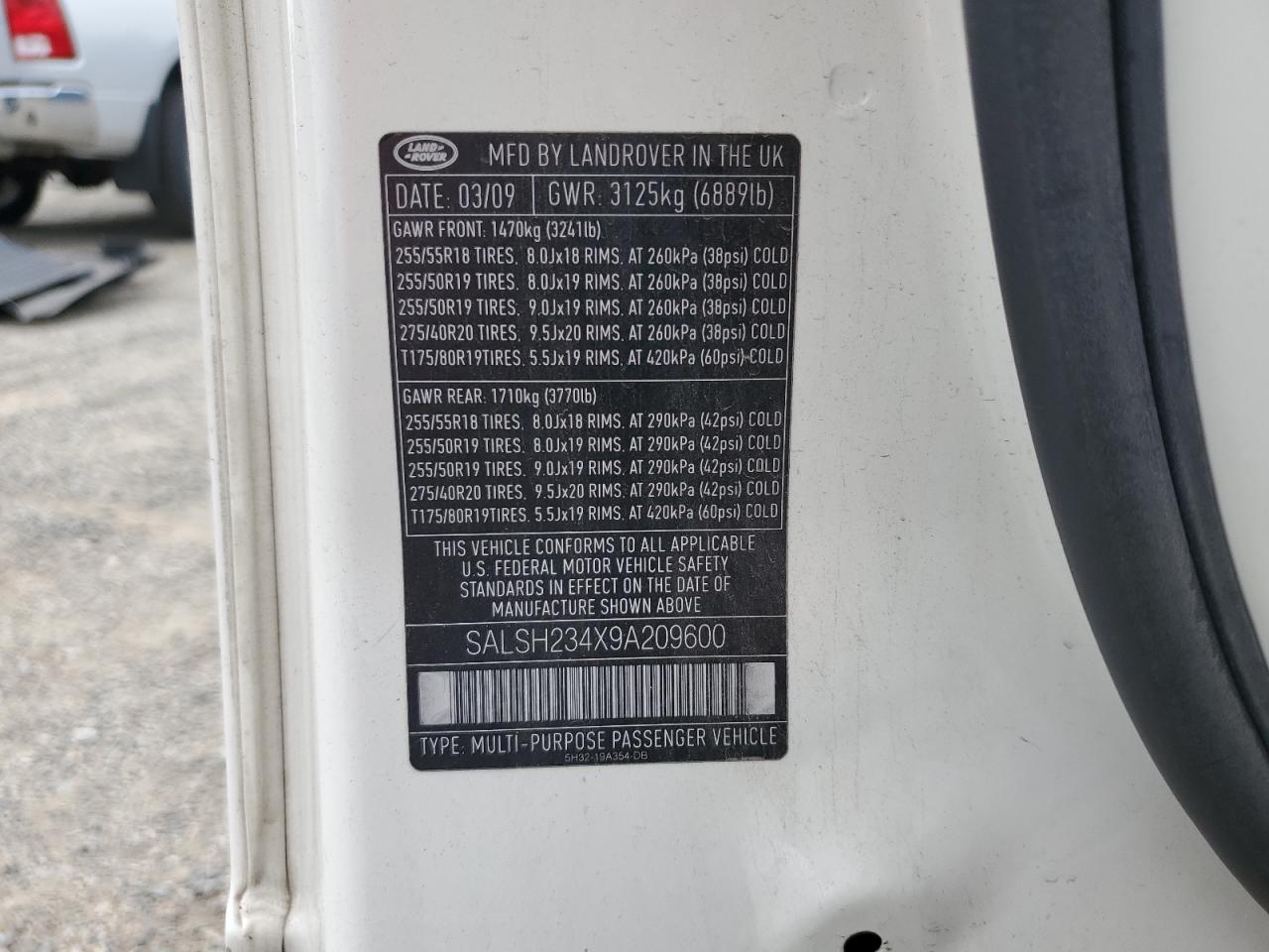 2009 Land Rover Range Rover Sport Supercharged VIN: SALSH234X9A209600 Lot: 70321805