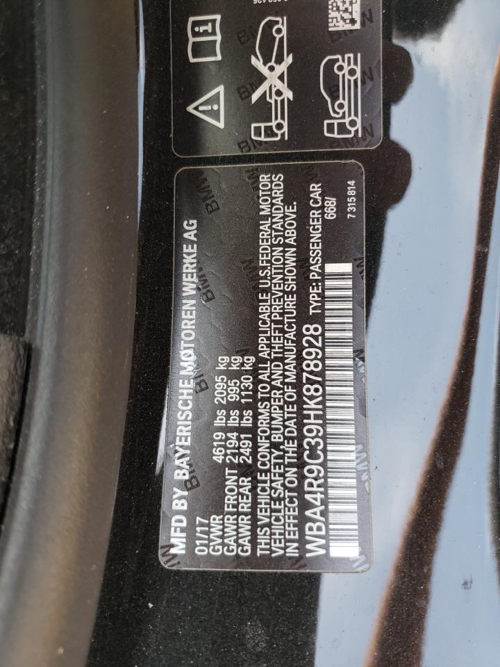 2017 BMW 430Xi VIN: WBA4R9C39HK878928 Lot: 70739615
