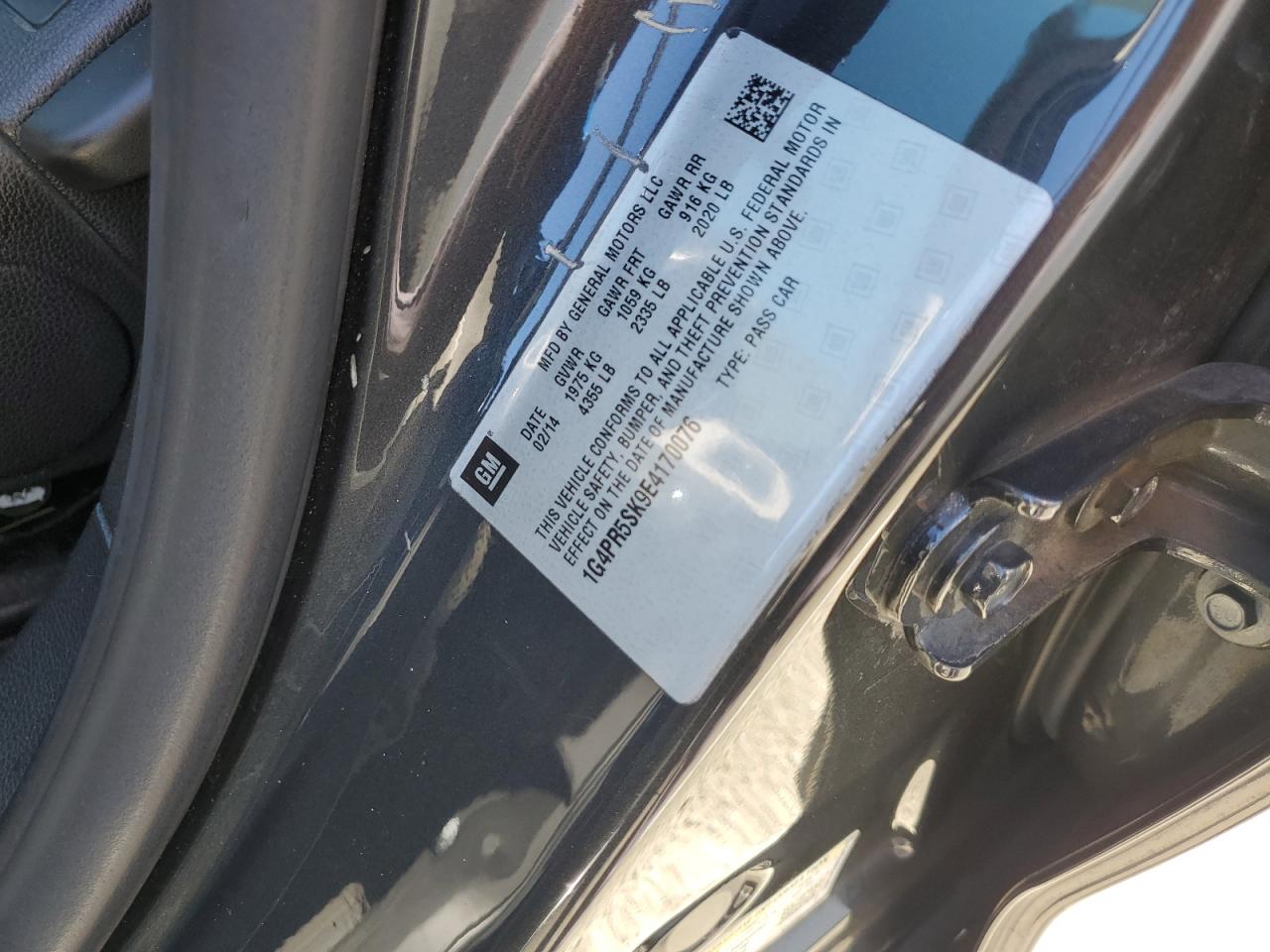 2014 Buick Verano Convenience VIN: 1G4PR5SK9E4170076 Lot: 70907025