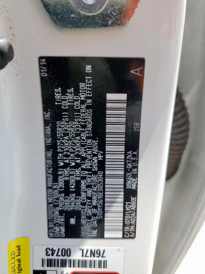 2014 Toyota Sequoia Platinum VIN: 5TDYY5G16ES053040 Lot: 67808615