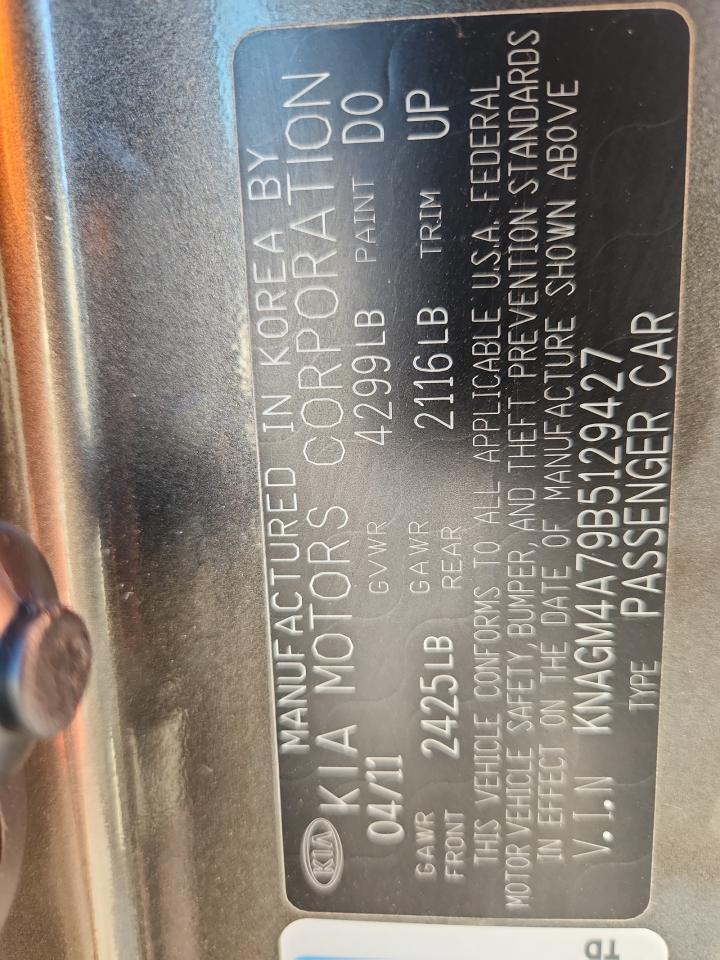 2011 Kia Optima Lx VIN: KNAGM4A79B5129427 Lot: 70710465