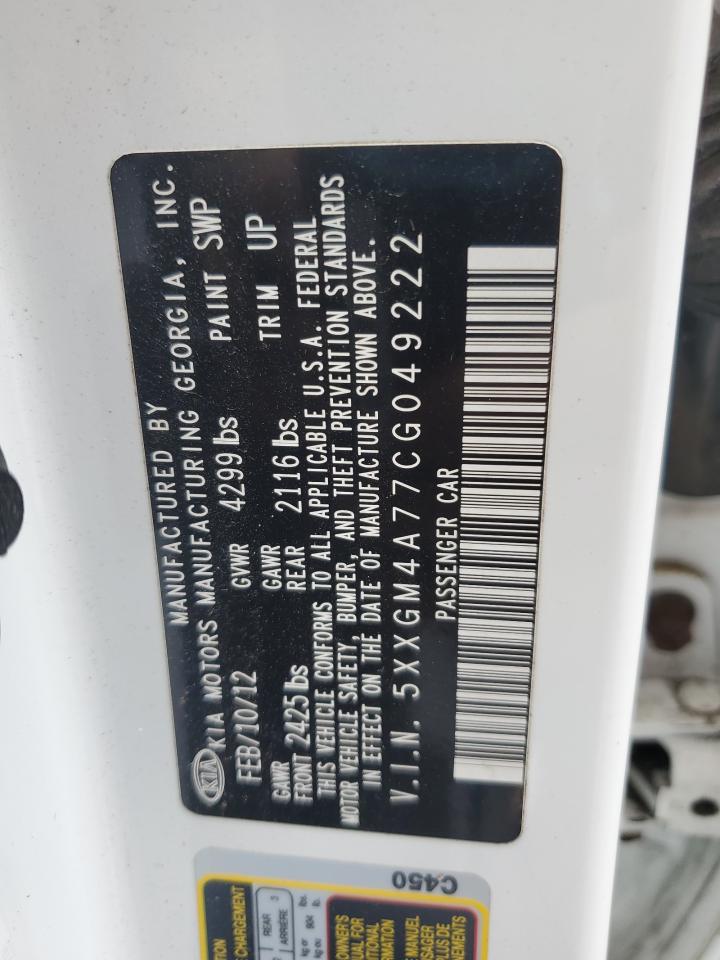 2012 Kia Optima Lx VIN: 5XXGM4A77CG049222 Lot: 68857825