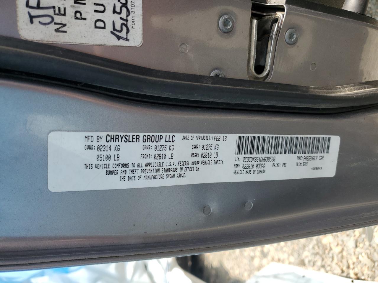 2013 Dodge Charger Se VIN: 2C3CDXBG4DH638536 Lot: 66343505