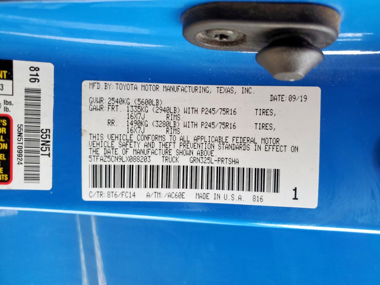 2020 Toyota Tacoma Double Cab VIN: 5TFAZ5CN9LX088203 Lot: 70347505